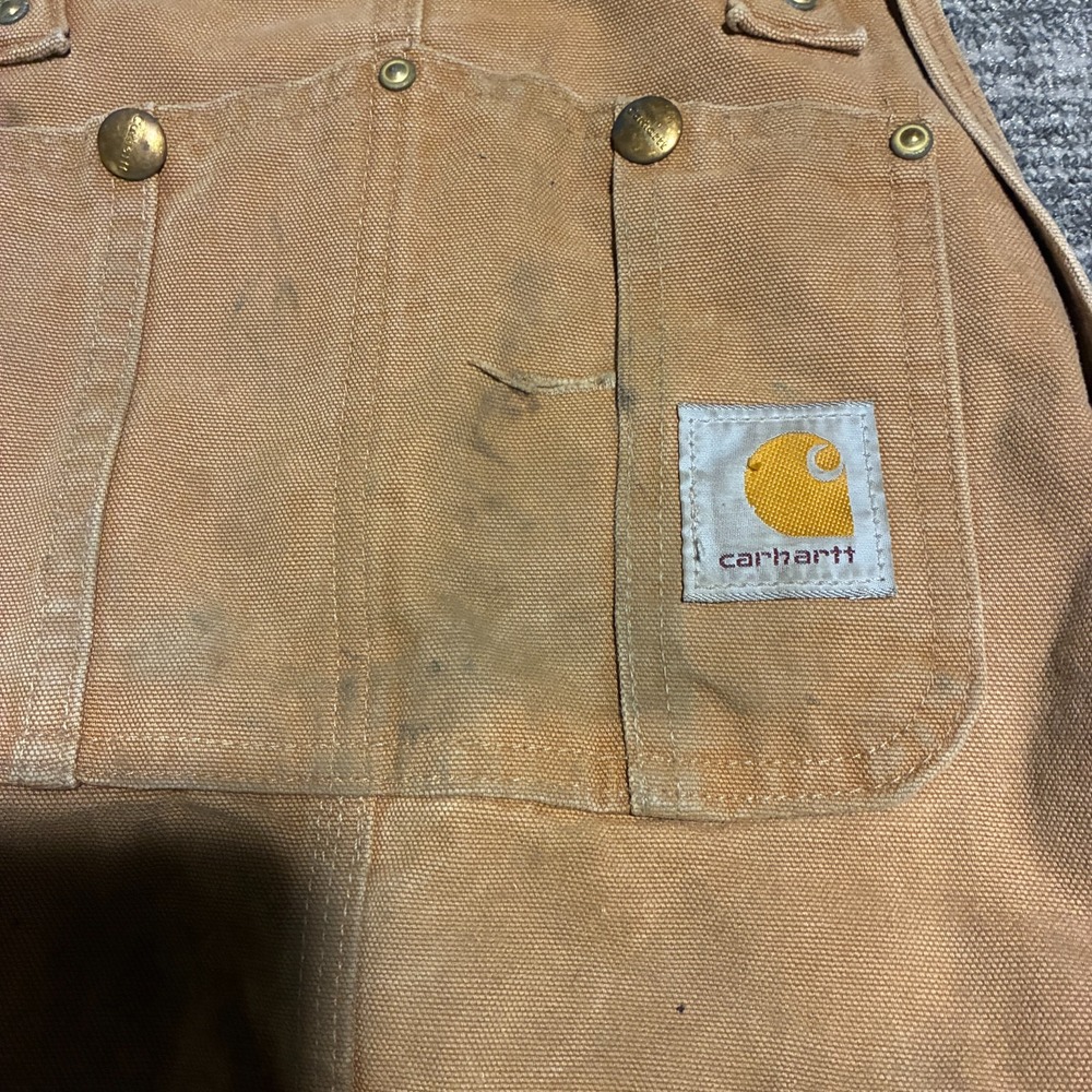 Carhartt Duck Bib Overalls Men's 42x28 Brown Unlined Workwear - Picture 2 of 11